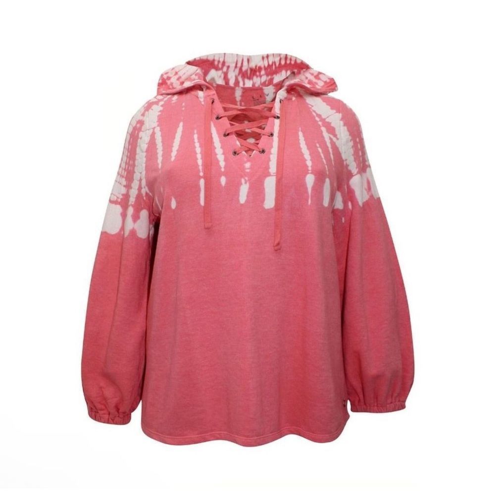 Lane Bryant LIVI Tie Dye Hoodie Sweatshirt French Terry Pink Plus Size 22/24 NWT